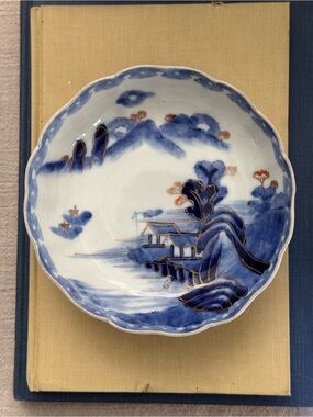 Blue and White Scalloped Decorative Porcelain Plate